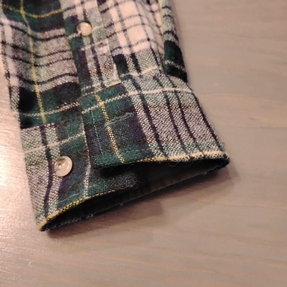 Vintage Lucien Piccard Men's Size M Wool Plaid Button Front Shirt - Picture 7 of 12